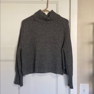 Gray Knitted Turtle Neck Sweater